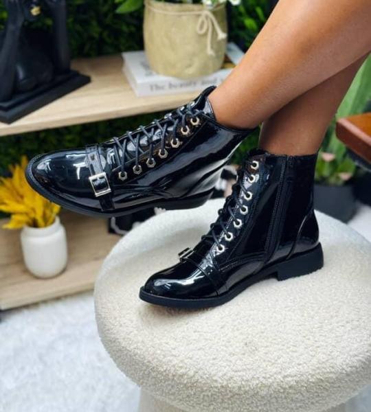 Jet black combat boots