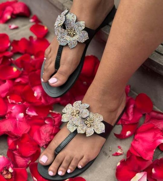 Crystal bloom sandals