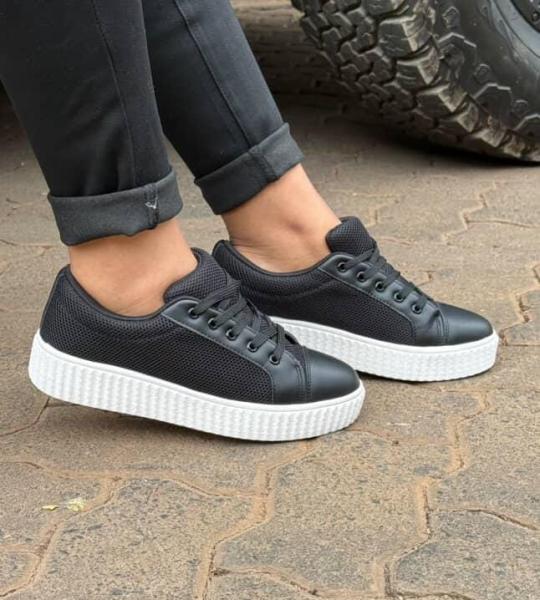 Knit platform sneakers